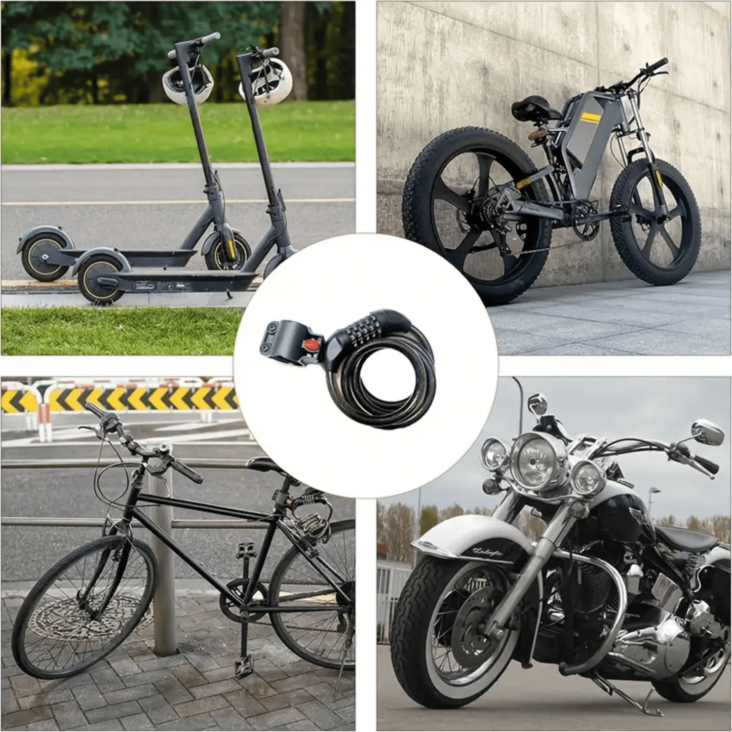 Zwart LockMaster kabelslot met cijfercode, geschikt voor fiets, scooter, motor en e-bike.