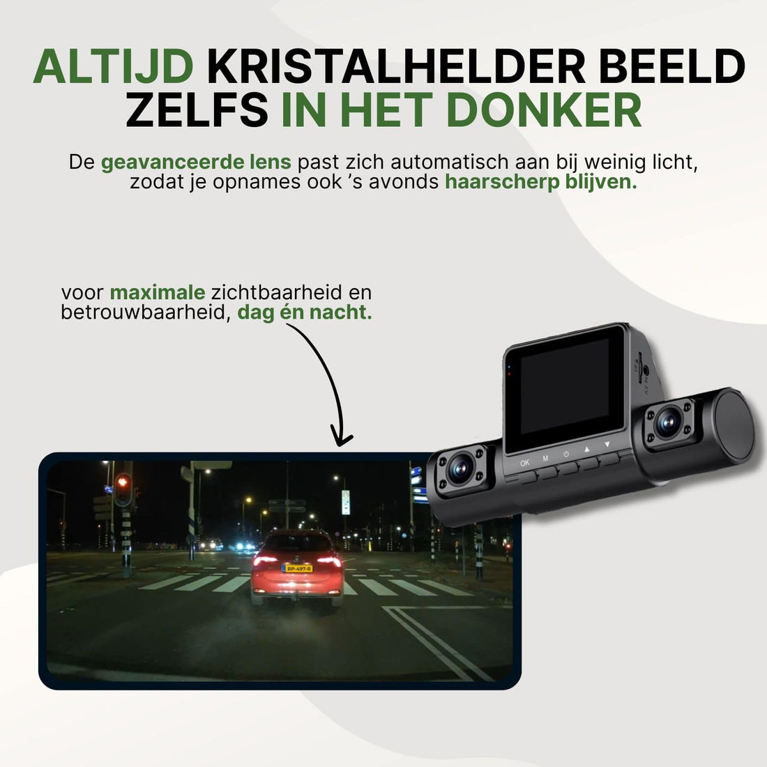360Guard Pro dashcam with advanced lens that automatically adjusts to low light for crystal clear images, both day and night.