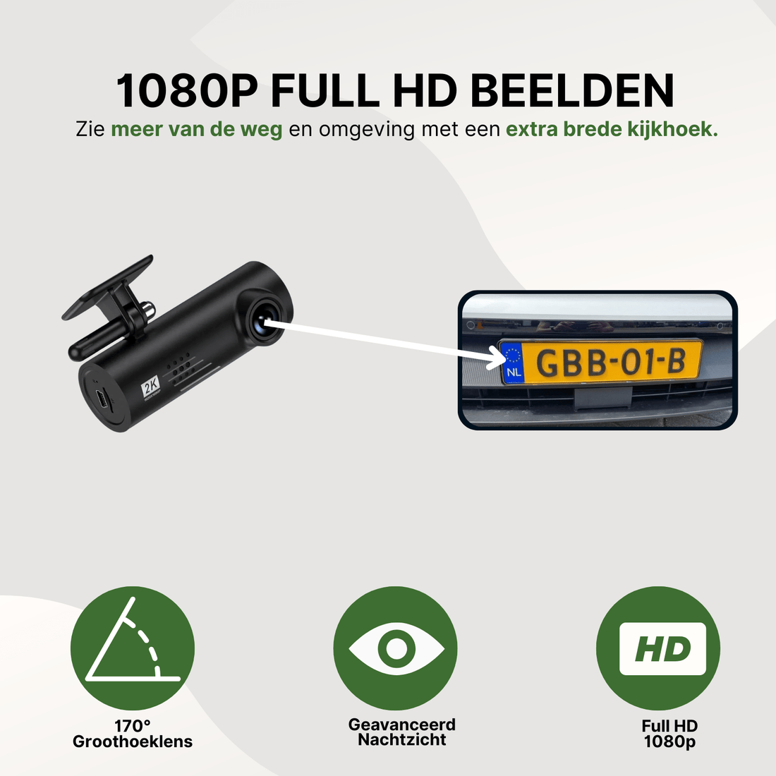VoiceGuard Pro dashcam with 1080p Full HD video, 170° wide-angle lens, and advanced night vision for clear license plate recording.