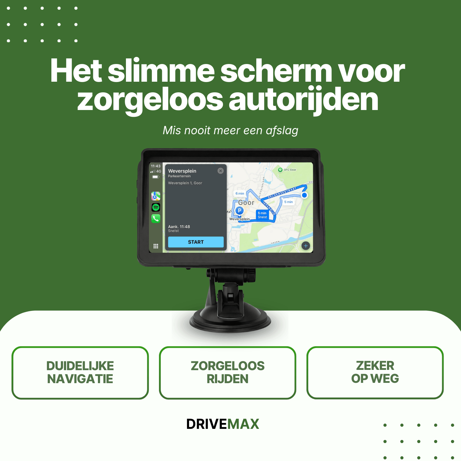 Car navigation with a large touchscreen and dashboard mount that provides clear route guidance for safe and worry-free driving.