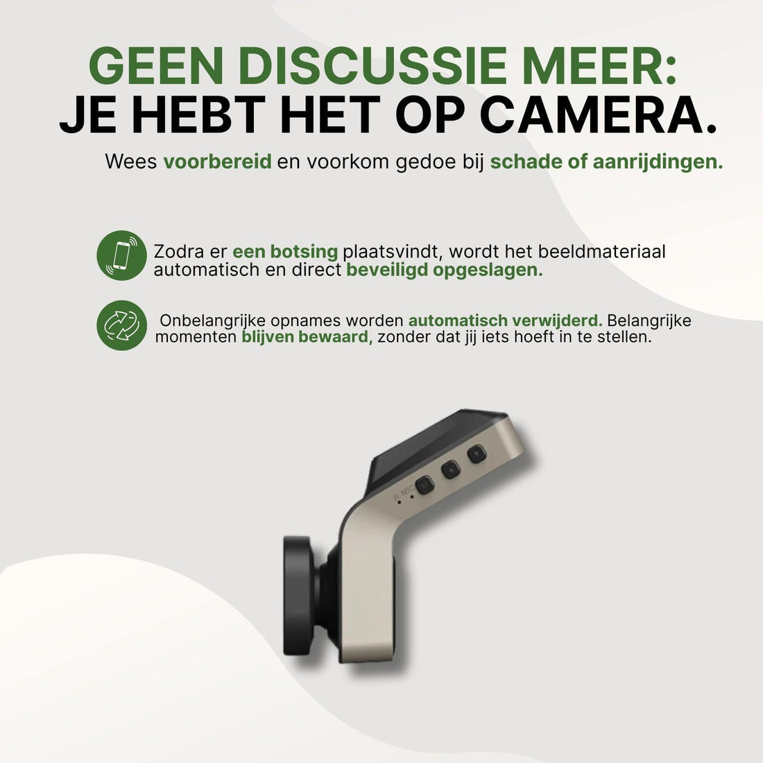 ClearView Ultra dashcam with automatic collision detection and immediate storage of crucial footage during accidents, without manual settings.