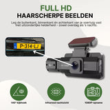 DriveVision dashcam with 1080p resolution captures license plate in detail with infrared night vision and 140° viewing angle