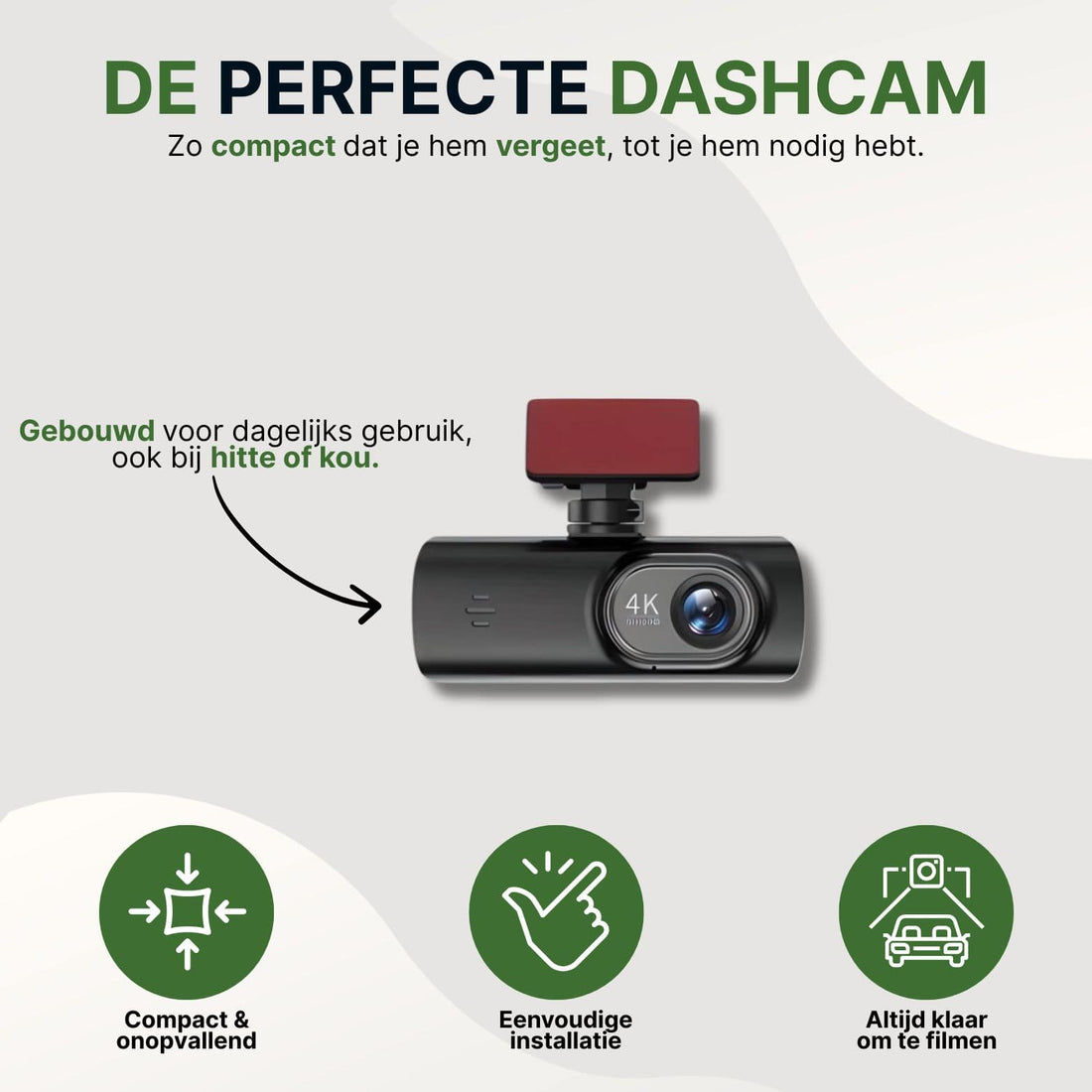 Compact GuardianView Pro dashcam for daily use, resistant to heat and cold, easy to install and always ready to film.