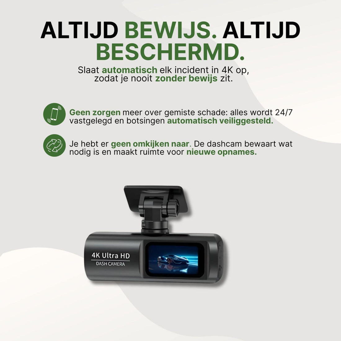 GuardianView Pro dashcam automatically records all incidents in 4K, with 24/7 recording and secure storage of important footage without manual action.
