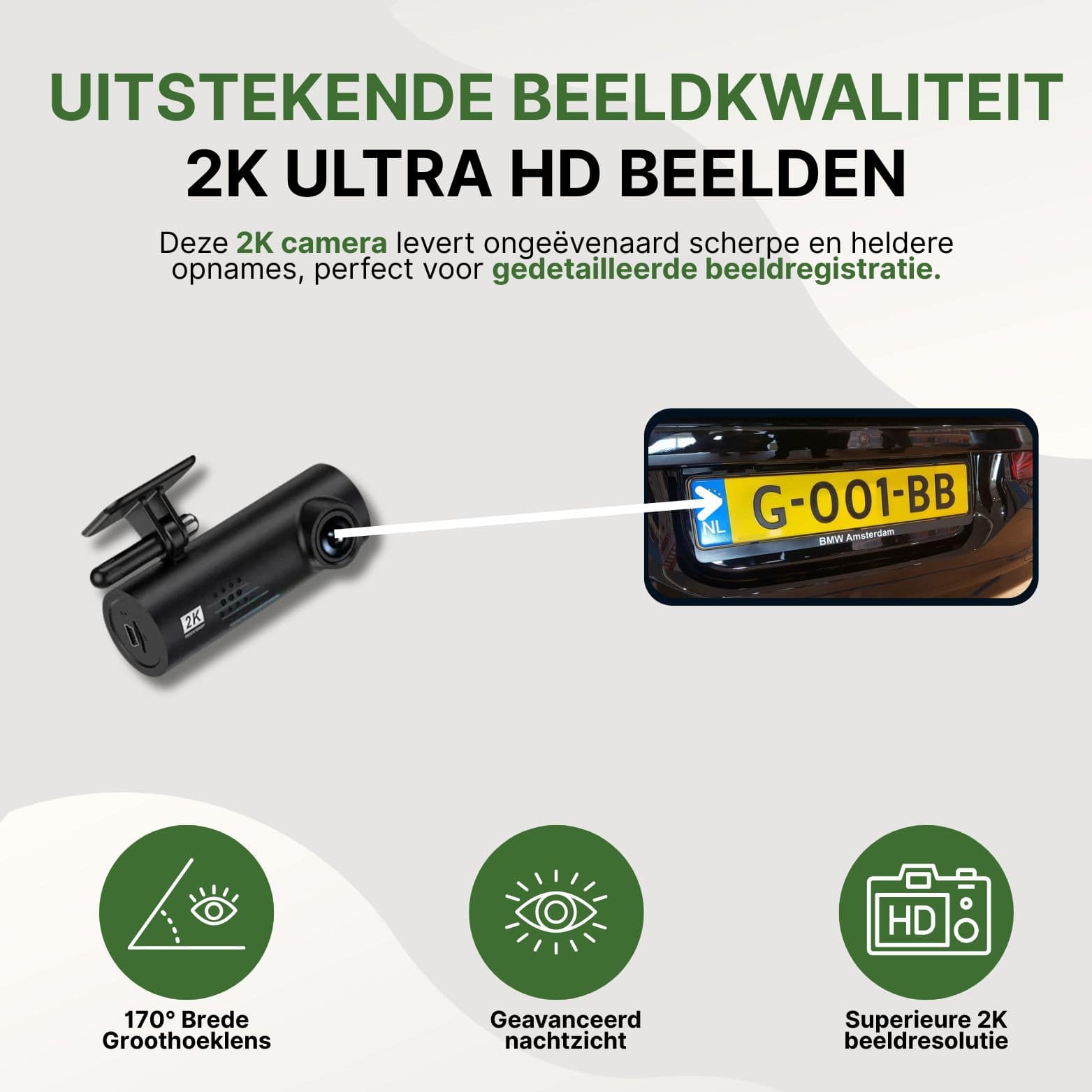 VoiceGuard Pro dashcam met 2K resolutie en groothoeklens – legt kentekens haarscherp vast, zelfs bij weinig licht