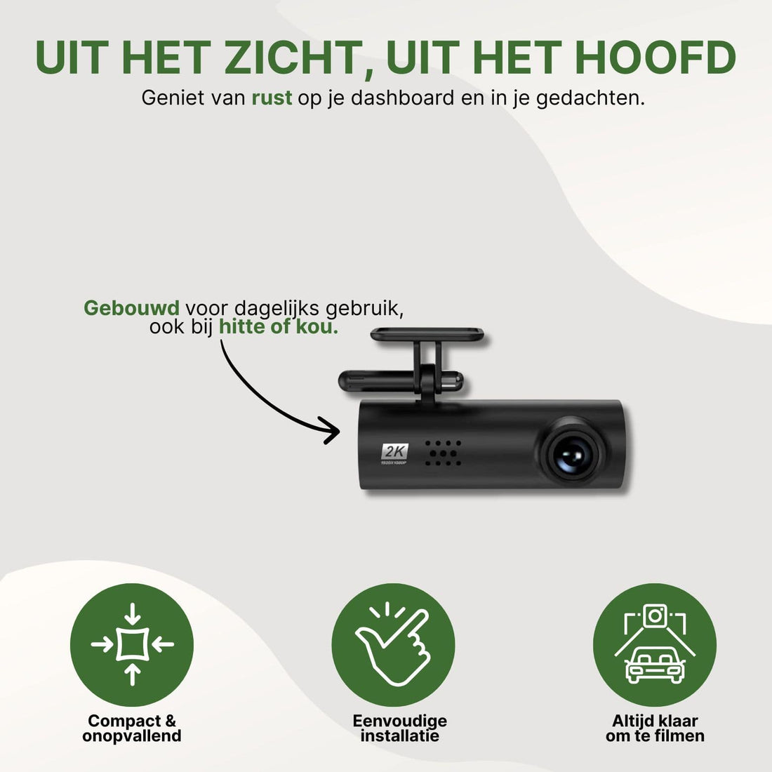 VoiceGuard Pro dashcam with compact design – discreet on the dashboard and resistant to heat or cold