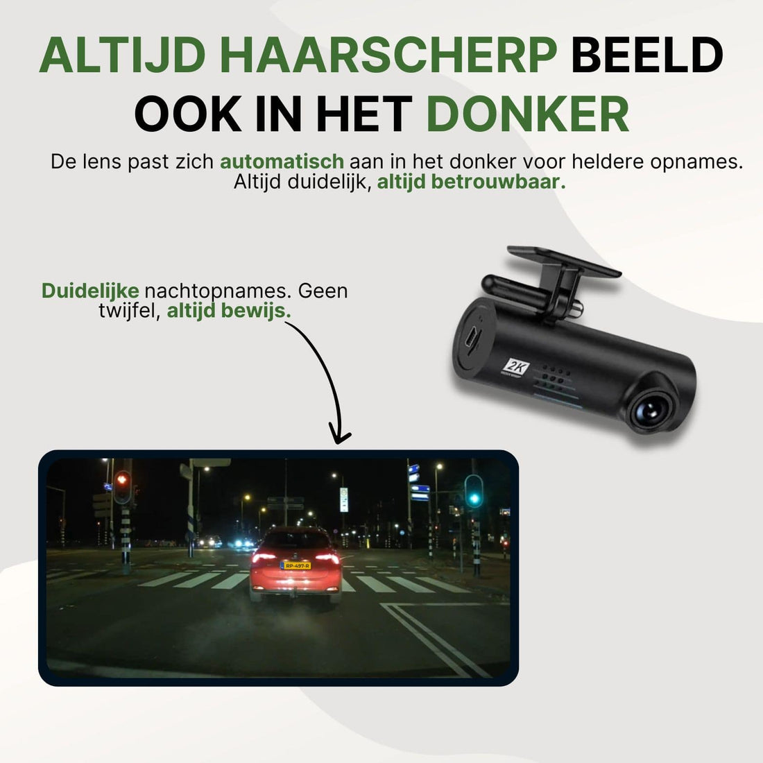 VoiceGuard Pro dashcam with razor-sharp night vision – clear recordings in the dark with automatically adjusting lens